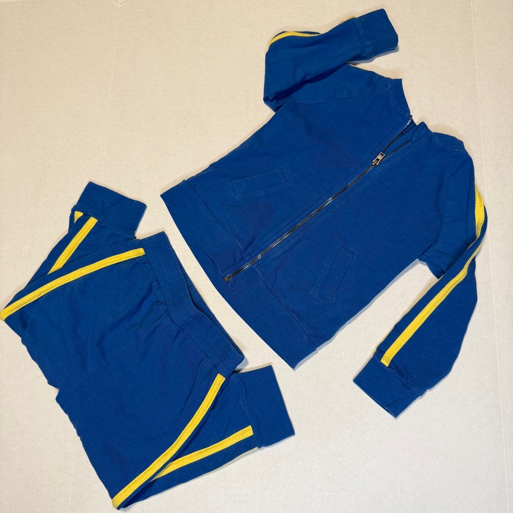 Kate Quinn blue yellow stripe tracksuit, Little Liam 2T cotton